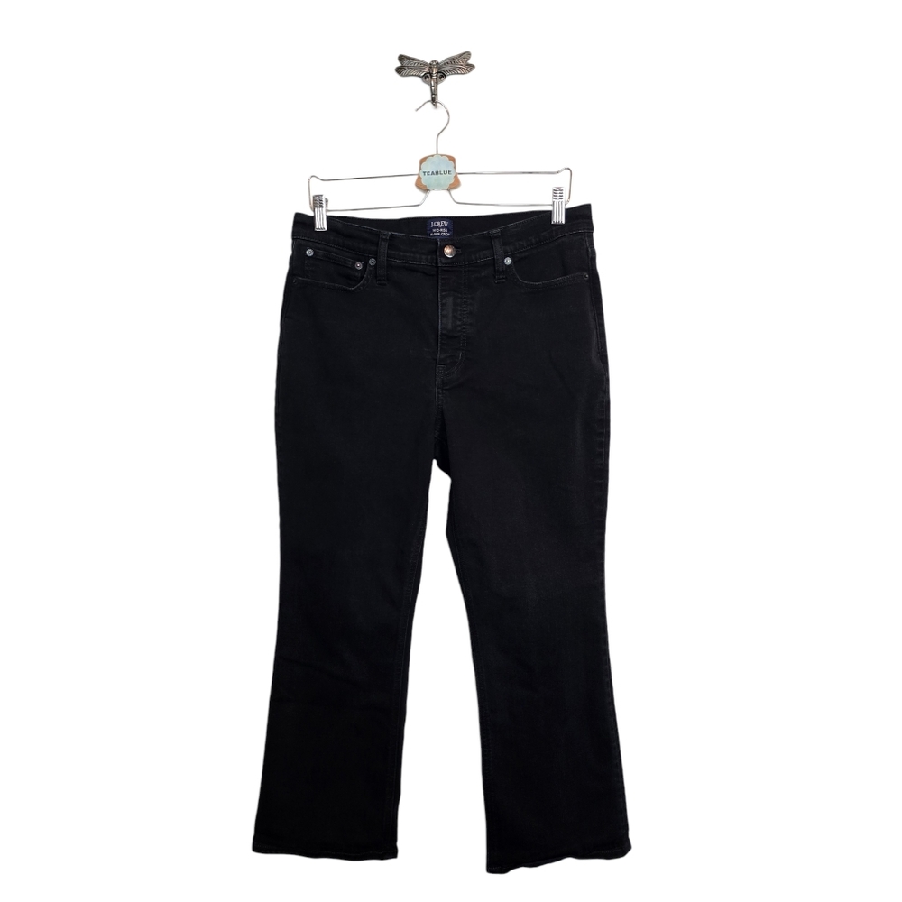 J. Crew Mid Rise Flare Crop Black Jean In All Day Stretch 31 - Picture 2 of 13